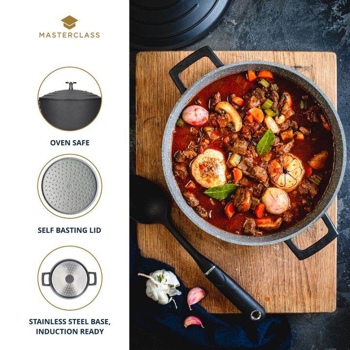 masterclass-double-layer-non-stick-lightweight-cast-aluminium-casserole-dish-cooking-pot-with-lid-works-with-all-hobs-and-oven-safe-black-หม้ออบพร้อมฝา