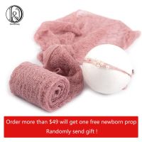 ♦ FDHTD Don Judy 2PCS/Set Newborn Baby Photography Prop Stretchy Soft Knit Mohair Wrap with Headwear Photo Shoot Infant Hair Accessories