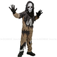 Kids Boy Girl Zombie Ghost Skeleton Print Tops Pants Set Halloween Carnival School Scary Skull Party Performance Cosplay Costume
