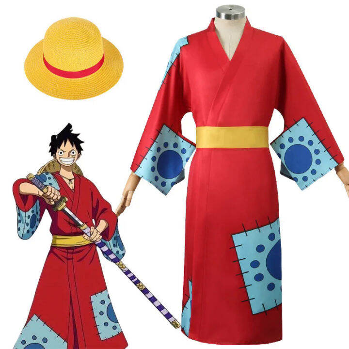 Anime Luffy Cosplay Wano Country Monkey D Luffy Cosplay Costume Kimono 