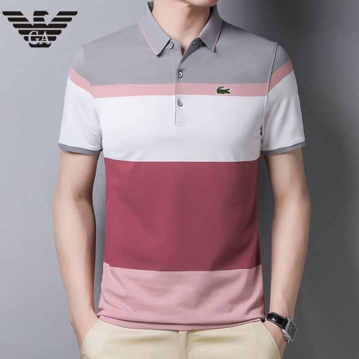 Polo For Men Formal Attire 【 3 Colour 】 Stripe Polo Shirt Men Cotton Lapel  Collar T Shirt Formal Office Casual Business Short Sleeve Tshirt | Lazada Ph