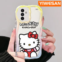 YIWESAN เคสปลอกสำหรับ Samsung Galaxy A04s A14 5G A13 A13ลายการ์ตูนน่ารักเฮลโลคิตตี้เคสโทรศัพท์โปร่งใสเนื้อครีมซิลิโคนนิ่มใหม่เคสกันกระแทกป้องกันเลนส์กล้องเคสใส