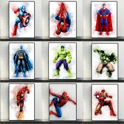 ☼☌✷ Marvel Superhero ภาพวาดผ้าใบ Spider-Man Iron Man Hulk Art Wall พิมพ์โปสเตอร์พิมพ์ตกแต่งบ้านห้องเด็กภาพ Cuadros