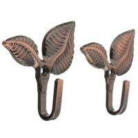 【cw】 2 x Iron Leaf Shaped Curtain Tie backs Holders Wall Hooks Home Decor Red Bronze