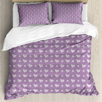 Hearts on purple background 3Pcs Bedding Sets 3D Digital Printing Custom Quilt Duvet Cover Set Home Queen King Quilt Pillowcase