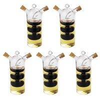 5X 2-In-1 Double Layer Bottle Sauce Oil Vinegar Glass Bottle Condiment Seasoning Sealed Kitchen Storage