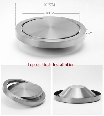 Stainless Steel Flush Recessed Built-in Balance Swing Flap Lid Cover Trash Bin Garbage Can Kitchen Counter Top ashcan Swing lid