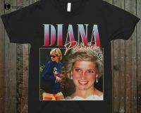 เสื้อยืดวินเทจคอกลมเสื้อเชิ้ตสีขาว Diana เจ้าหญิงยุค90S แฟชั่นแขนลำลองขาสั้นคอกลมพิมพ์ลายผ้าฝ้าย100%