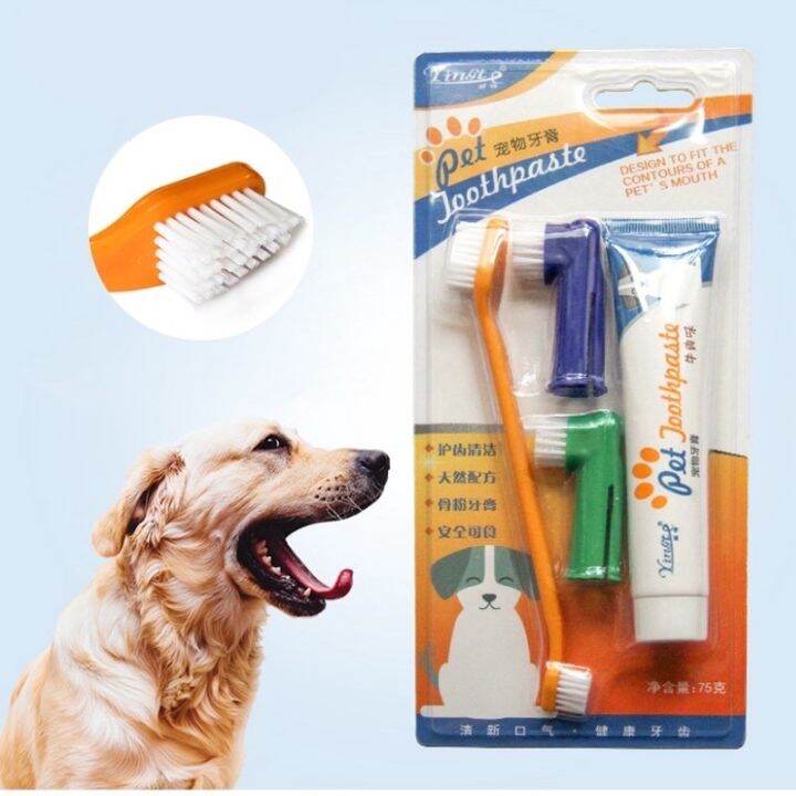 Pet Wonderland Dog Toothbrush Toothpaste Set Vanilla/ Beef Flavor 4 IN