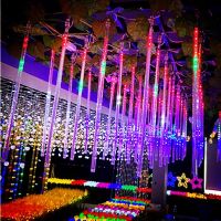 2pcs Solar LED Fairy String Lights 30/50cm Meteor Shower Rain Outdoor Waterproof Festoon Street Christmas New Year Decoration