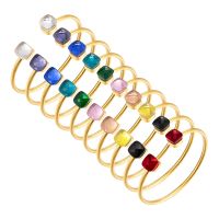 【YF】 New Fashion Women Stainless Steel Ten Colors Combination Double Beautiful Glass Bracelets   Bangles For Jewelry Party Gift