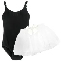 Dance Wear ChildrenS New Practice Ballet Female Dance Gymnastics One-Piece Black Half-Length Skirt Suit