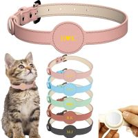 For Apple Airtag Luxury Pet Name Collar Leather Anti lost Collar Location Tracker Protective Case For AirTag Adjustable Design