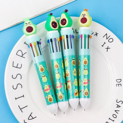 Kawaii Avocado 10 Colors Ballpoint Pen School Office Writing Supplies Cute Pens Stationery Office Accessories Gift Prizes Pens