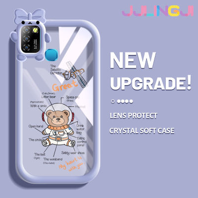 Jlingji เคสสำหรับ Infinix Smart 5 Smart 6 Smart 7 Hot 10 Lite เคสการ์ตูน Nasa Astronaut Bear Motif เคสกันกระแทกซิลิโคนนิ่มหนาทนทานต่อการตกหล่นและเคสโทรศัพท์แบบใส