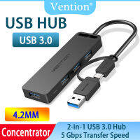 ฮับ Vention USB ชนิด C ฮับ USB 3.0และ USB Type C 2 In 1ขยายอุปกรณ์เสริม USB ฮับพอร์ต USB หลากหลาย USB 3.0ฮับต่อพ่วงพร้อม Micro B ชาร์จไฟไว้สำหรับแล็ปท็อป PC ฮาร์ดไดรฟ์ U ดิสก์โทรศัพท์มือถือยูเอสบีแท็บเล็ตฮับ3.0