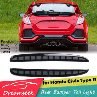 ควันไฟ LED สะท้อนแสงด้านหลังกันชนไฟท้ายสำหรับ Honda Civic Type R Hatchback / Si Sedan 2017 2018 2019 2020 2021 2022 2023 ไฟเบรค w/ เปิด