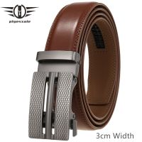 3cm Width Fashion Mens Belt Genuine Leather High Quality Alloy Buckle Automatic Trouser Strap Black Dark Brown Ratchet Belt B906 Belts