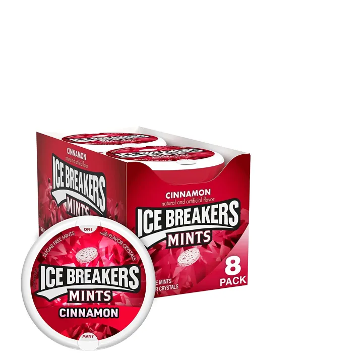 ICE BREAKERS Cinnamon Sugar Free Breath Mints, 1.5 oz Tins (8 Count