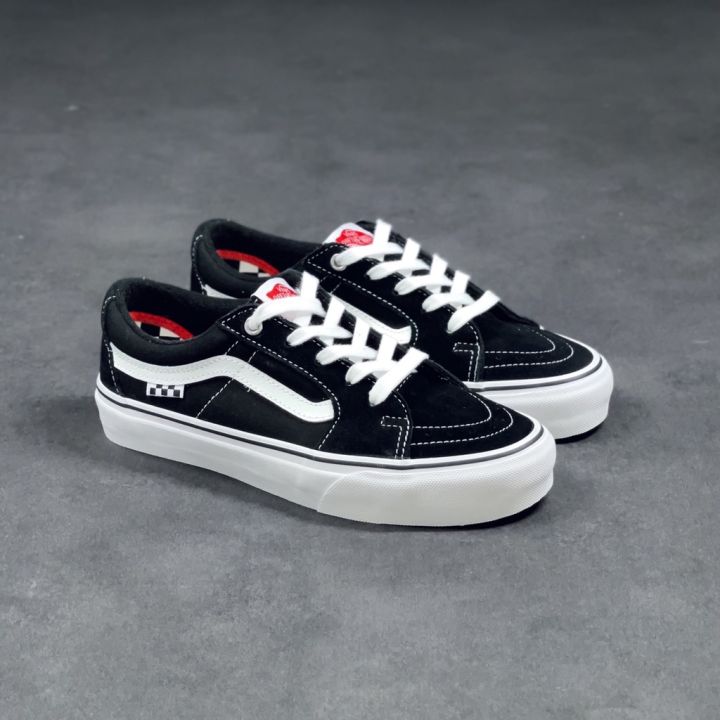 2024-vansii-sk8-low-pro-black-and-white-classic-side-checkerboard-low-cut-vulcanized-canvas-sneakers