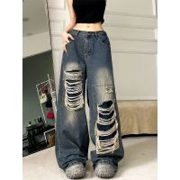 Ripped Baggy Jeans For Women 2023 Summer Streetwear Fashion High Waist Boyfriend Jeans For Women Gothic Denim Pants Woman