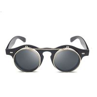 Flip Up Sunglasses Men Round Vintage 2018 Steampunk Unisex Retro Black Frame Sun Glasses For Women Circle Lens Punk Style Shades