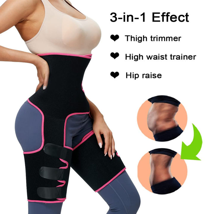 ชุดกระชับต้นขาเอว3-in-1สำหรับผู้หญิงที่รัดเอวชุดกระชับทรวดทรงกระชับสัดส่วนเข็มขัดซัพพอร์ทกระชับสัดส่วน