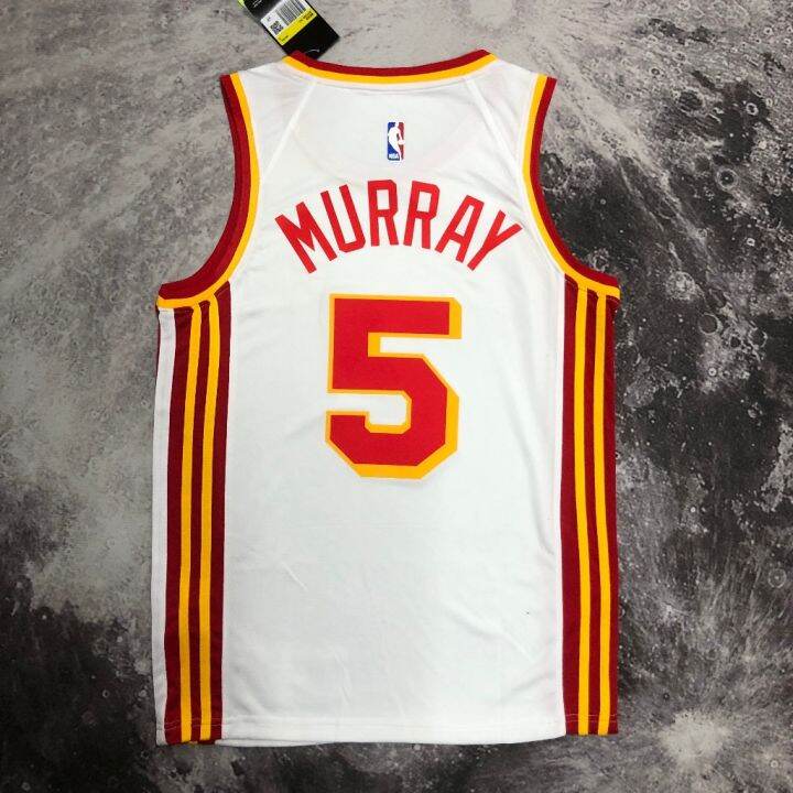 เสื้อกีฬาบาสเก็ตบอล-ลายทีม-atlanta-hawks-dejounte-murray-สีดํา-สําหรับผู้ชาย-2023