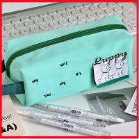1ชิ้นการ์ตูนสีเขียวมิ้นท์กล่องดินสอสไตล์เกาหลีลายลูกสุนัข Pencilcase