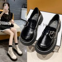 Womens Autumn Small Leather Shoes with Thick Soles, British Style Niche, Mary Jane, Puts on Black Lefu Single Shoes