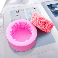 3D รอบ Rose ดอกไม้สบู่แม่พิมพ์ทรงกระบอกซิลิโคนแม่พิมพ์เทียนแม่พิมพ์หัตถกรรมตกแต่ง-zaldfjgnsdg