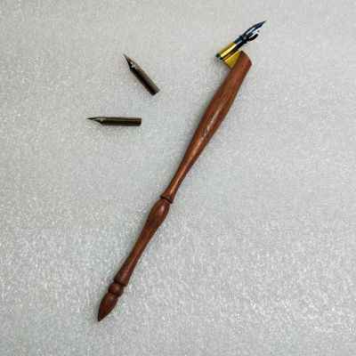 New Rosewood Oblique Calligraphy Dip Pen with 1 Pen Holder 3 Nibs Dip Pen English Copperplate Script Antique Dip Pen Set