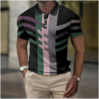 【high quality】  Street Style 3d Geometric Printed Casual Short Sleeved Polo Shirt 2023 size：s-6xl