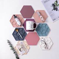 Creative Silicone Coasters Pink Blue Placemat Table Mat Chic Hexagon Hollow Non-slip Insulated Tableware Bowl Pad Home Decor 1PC