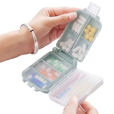 Travel Pill Cases Wheat Sealed 8 Grids Pill Container Organizer Health Care Drug Travel Divider 7 Day Pill Storage Bag Pill Box Medicine  First Aid St