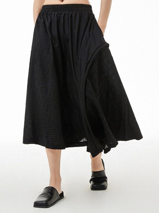 xitao-skirt-black-casual-loose-fashion-women-irregular-skirt