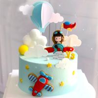 【CW】✥♀◑  Aviator Boy Astronaut Soft Pottery Airplane Hair Insert Baking Supplie Childrens Day Birthday Decoration