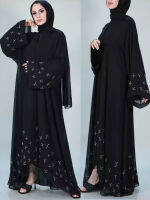 Eid สวดมนต์มุสลิมโมร็อกโกชุดสตรีเพชร abaya Elegant ramadan PARTY ชุดดูไบอิสลาม Kaftan Robe Longue vestidos LAR Goo