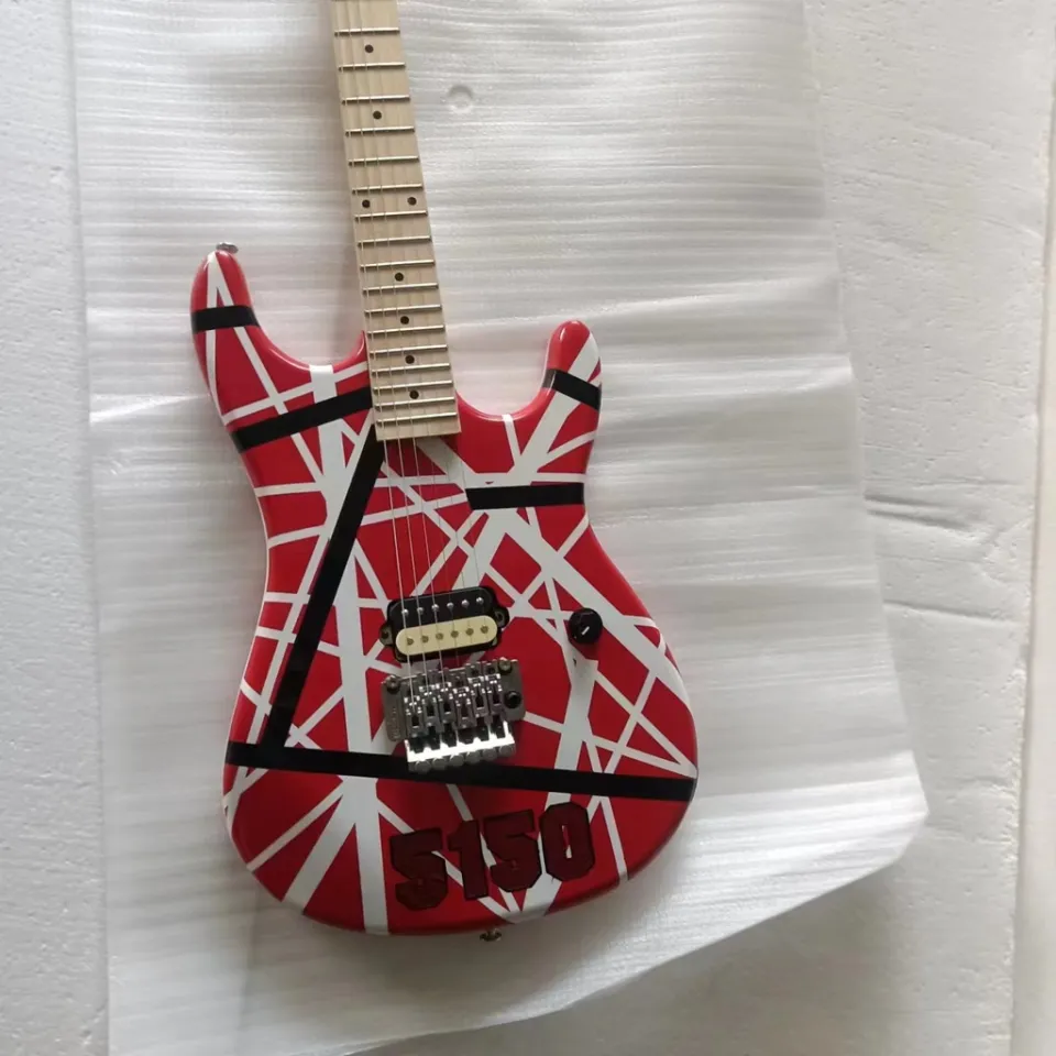 Red　Electric　White　Guitars　New　W/Black,　Stripes　Series　Arrival　Striped　EVH　Guitar　5150　Professional　Lazada　PH