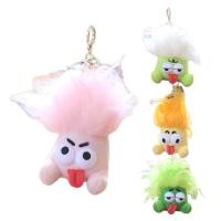 Plush Doll Pendant Mini Plush Toy Keychain Cute Tongue Sticking Out Doll Doll Keychain With Hair Explosive Hair Doll For Boy And Girl pleasant