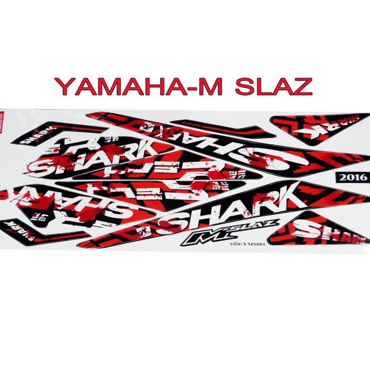 สติ๊กเกอร์ติดรถมอเตอร์ไซด์ลายการ์ตูน สำหรับ YAMAHA-M SLAZ ฉลาม สีแดง ลาย 2