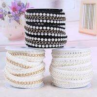 [HOT!] Hot Sale Pearl Chain Lace Ribbon Tape width 25MM lace fabric Trim Ribbons for DIY Sewing Garments Handmade Clothing Accessories