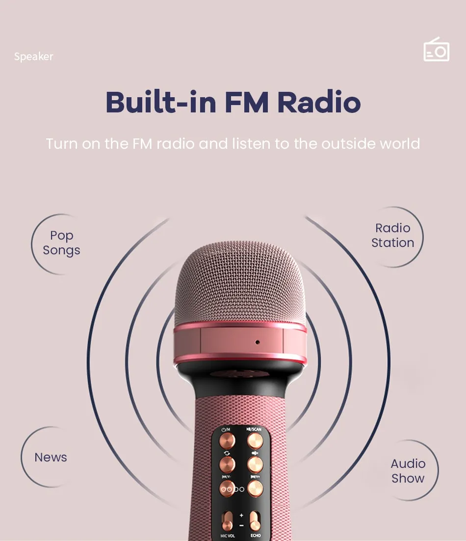 WSTER Bluetooth Microphone avec Haut-parleur HiFi WS-898-6