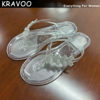 KRAVOO รองเท้าผู้หญิงรองเท้าแตะรองเท้าแตะลำลองผีเสื้อรองเท้าแตะผู้หญิงรองเท้าแตะรองเท้าแตะลำลอง Rhinestones รองเท้าใหม่2023ฤดูร้อน