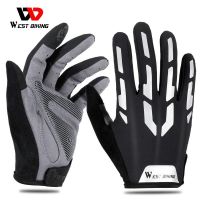 □ WEST BIKING Shockproof Reflective Cycling Gloves Half Finger Sport Gloves Men Women Summer Gym Fitness MTB Road Bicycle Gloves