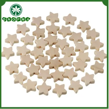 50 Piece 30mm Unfinished Hollow Wooden Shape Star Embellishments for Crafts