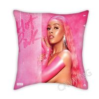 DOJA cat 3D printed polyester decorative throw pillowcase square zipper pillowcase fan shaped gift home decoration  (Double sided printing design for pillow)