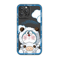 เคสโทรศัพท์สำหรับ Samsung Galaxy A03 A33 A53 A73 A12 A52S 5G A32 A31 A51 A71 A52 A72 4G แฟชั่นน่ารักคู่ Doraemon สีชมพูสแควร์ Edge Full Len ป้องกัน