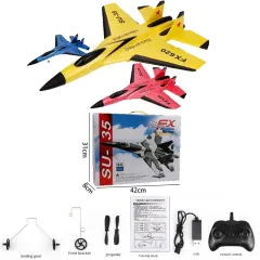 SU-35 rc avião de controle remoto 2.4g controle remoto lutador com lâmpada  avião planador