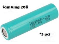 3pcs Samsung 20R 18650 2000mAh 3.6V Battery ถ่านชาร์จ 18650 รุ่น INR18650-20R 2000mAh (3 ก้อน)